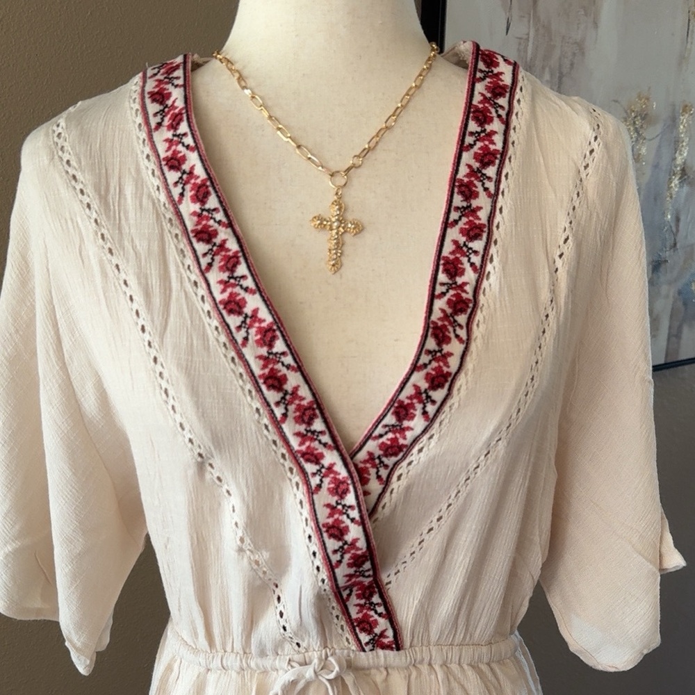 Boho embroidered peasant midi dress - Picture 7 of 8